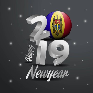 2019 mutlu yeni yıl Moldova bayrağı tipografi. Kutlama arka plan