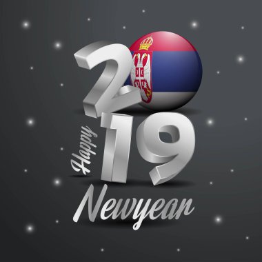 2019 mutlu yeni yıl Sırbistan bayrağı tipografi. Kutlama arka plan