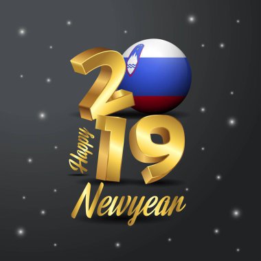 2019 mutlu yeni yıl Slovenya bayrağı tipografi. Kutlama arka plan