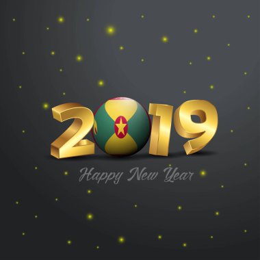 2019 mutlu yeni yıl Grenada bayrağı tipografi. Kutlama arka plan