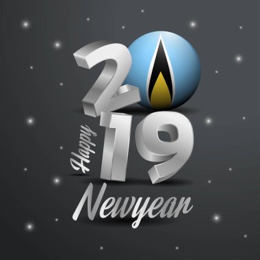 2019 mutlu yeni yıl Saint Lucia Flag tipografi. Kutlama arka plan