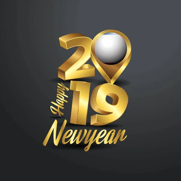 Felice Anno Nuovo 2019 Tipografia Oro Con Bandiera Della Crimea — Vettoriale Stock