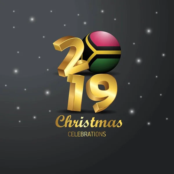 Bandiera Vanuatu 2019 Buon Natale Tipografia Capodanno Astratto Sfondo Celebrazione — Vettoriale Stock