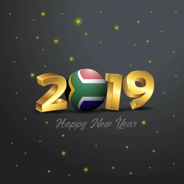 2019 Ευτυχισμένο Νέο Έτος Νότια Αφρική Σημαία Τυπογραφία Αφηρημένα Φόντο — Διανυσματικό Αρχείο