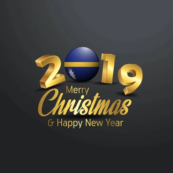 Bandera Nauru 2019 Tipografía Feliz Navidad Año Nuevo Resumen Fondo — Archivo Imágenes Vectoriales