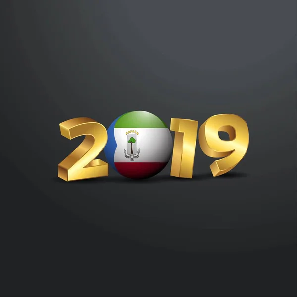 2019 Tipografia Ouro Com Bandeira Guiné Equatorial Feliz Ano Novo —  Vetores de Stock