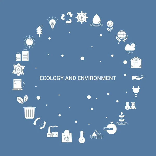 Ecologie Milieu Icon Set Infographic Vector Sjabloon — Stockvector