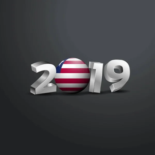 2019 Grå Typografi Med Liberias Flagga Gott Nytt Bokstäver — Stock vektor