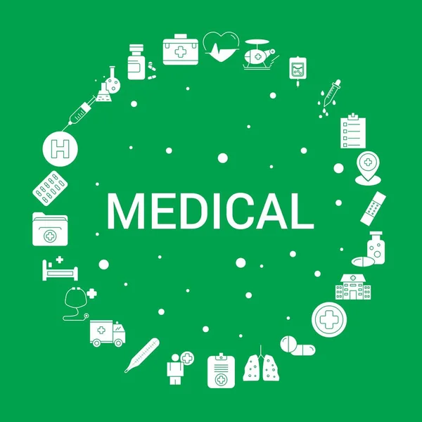 Set Iconos Médicos Plantilla Vectorial Infográfica — Archivo Imágenes Vectoriales