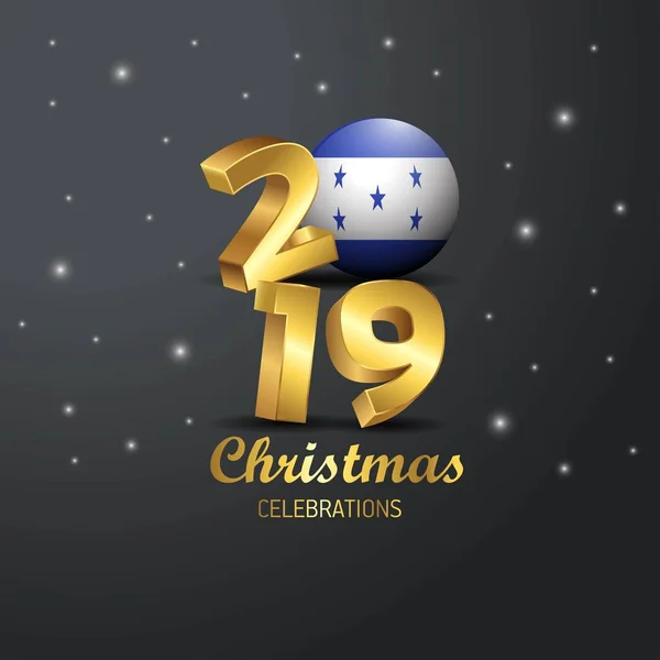 Bandera Honduras 2019 Tipografía Feliz Navidad Año Nuevo Resumen Fondo — Vector de stock