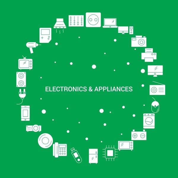 Electrónica Eletrodomésticos Icon Set Modelo Vetor Infográfico — Vetor de Stock