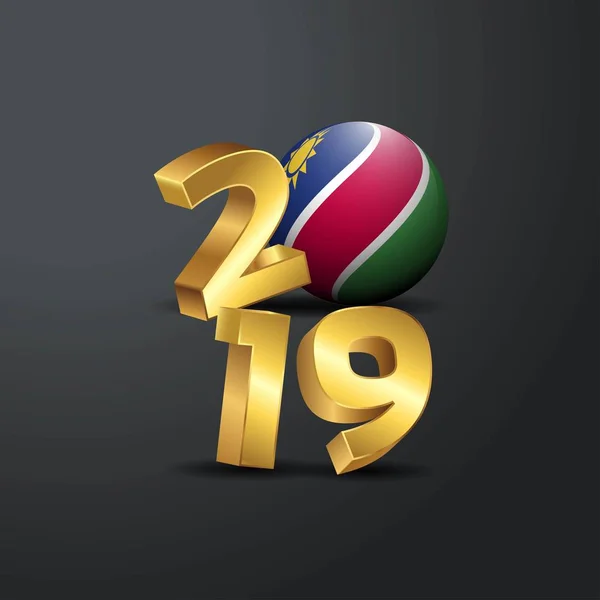 2019 Goldene Typografie Mit Namibia Flagge Frohes Neues Jahr Schriftzug — Stockvektor