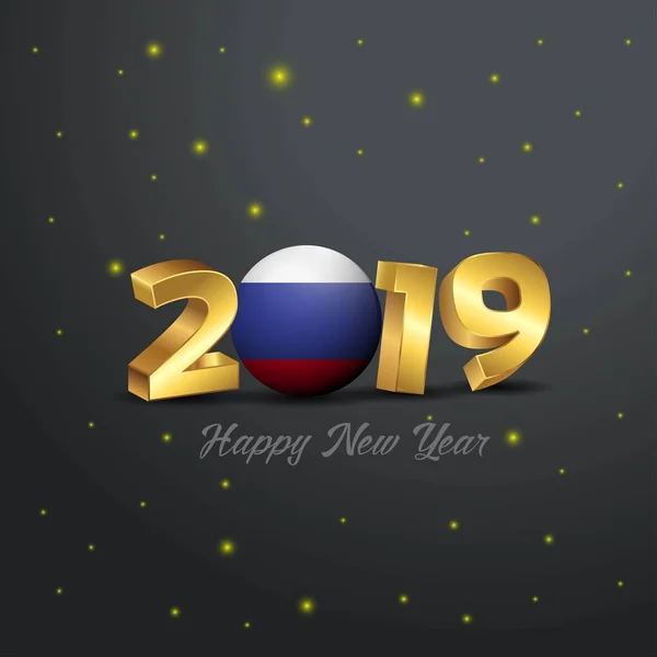 2019 Frohes Neues Jahr Russland Flagge Typografie Abstrakter Hintergrund Der — Stockvektor