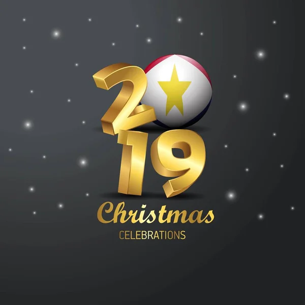 Saba Flaga 2019 Merry Christmas Typografii Obchody Nowego Roku Streszczenie — Wektor stockowy
