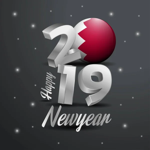2019 新年あけましておめでとうございますバーレーン フラグ タイポグラフィ お祝いの抽象的な背景 — ストックベクタ