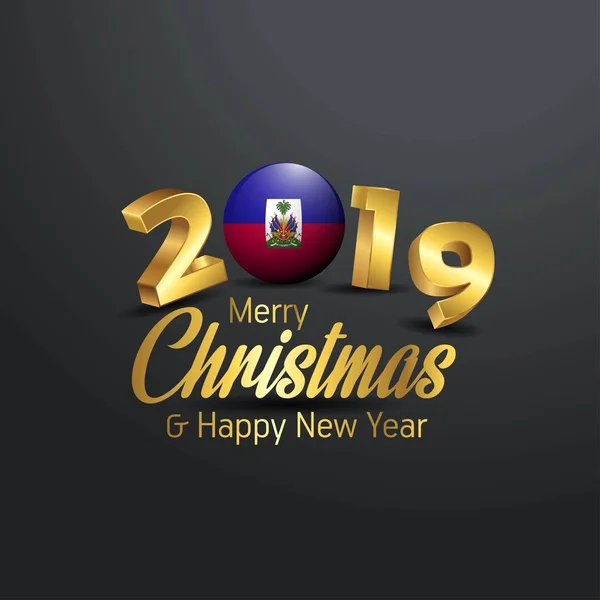 Bandeira Haiti 2019 Tipografia Feliz Natal Ano Novo Abstrato Celebração — Vetor de Stock