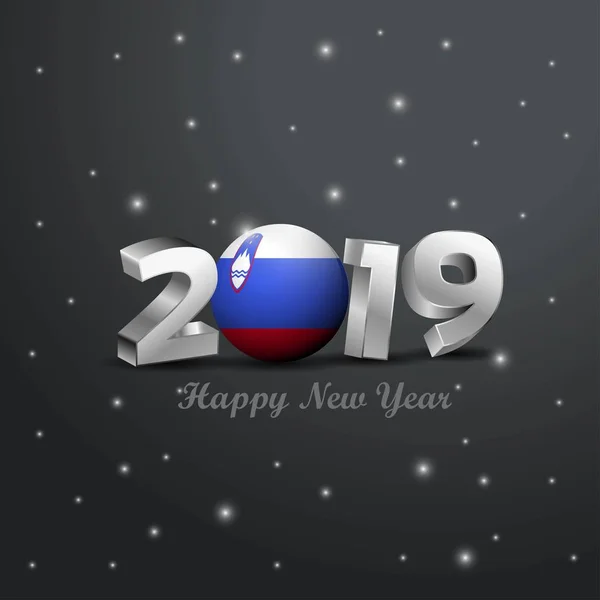 2019 Frohes Neues Jahr Slowenien Flagge Typografie Abstrakter Hintergrund Der — Stockvektor
