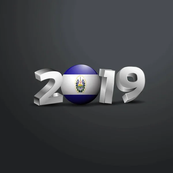 2019 Tipografia Cinza Com Bandeira Salvador Feliz Ano Novo Lettering — Vetor de Stock