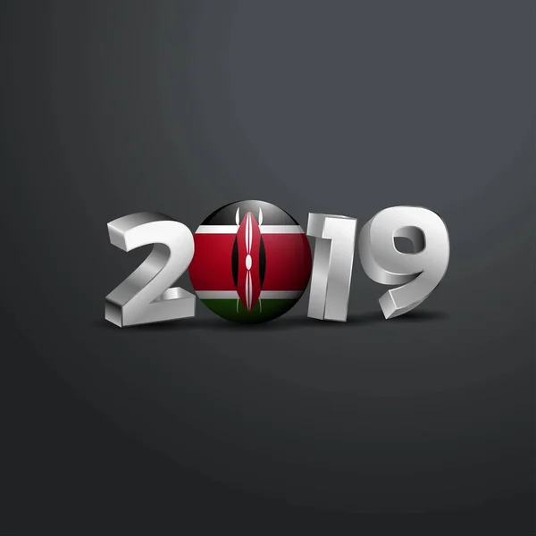 2019 Grey Typography Kenya Flag Happy New Year Lettering — Vector de stoc