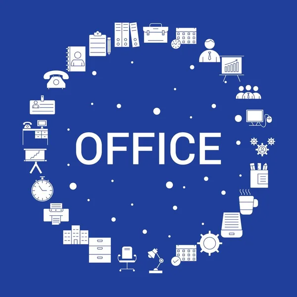 Office Simge Seti Infographic Vektör Şablonu — Stok Vektör