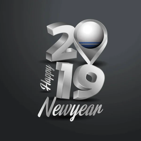 Bonne Année 2019 Typographie Grise Avec Drapeau République Altaï Emplacement — Image vectorielle