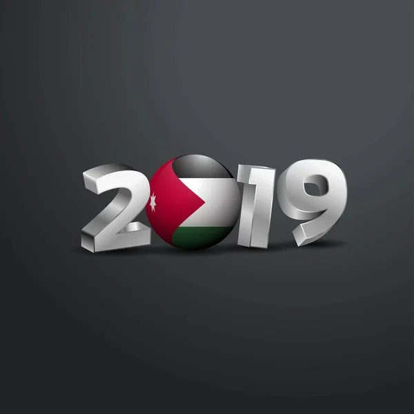2019 Grå Typografi Med Jordanien Flagga Gott Nytt Bokstäver — Stock vektor