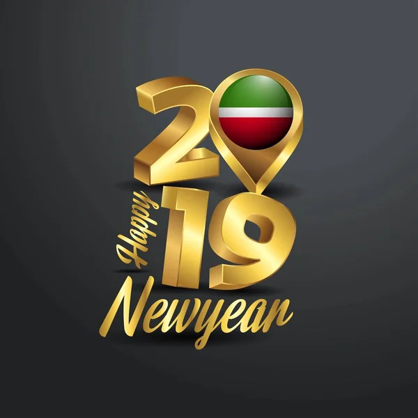Новым 2019 Годом Золотая Типография Флагом Татарстана Дизайн Страны — стоковый вектор