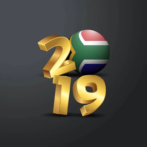 2019 Τυπογραφία Χρυσά Σημαία Της Νότιας Αφρικής Ευτυχισμένο Νέο Έτος — Διανυσματικό Αρχείο