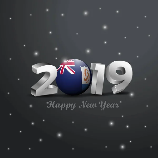 Szczęśliwego Nowego Roku 2019 Anguilla Flaga Typografii Streszczenie Tło Uroczystości — Wektor stockowy