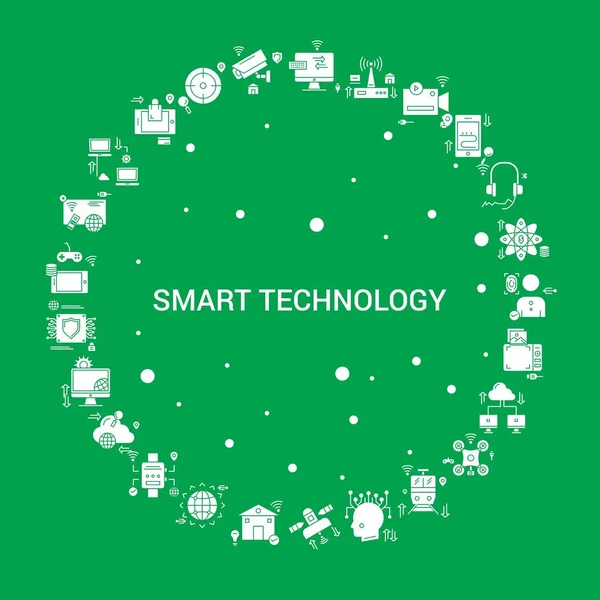 Smart Technologie Icon Gesetzt Infografische Vektorvorlage — Stockvektor