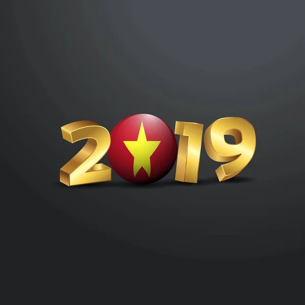 2019 Golden Typography Vietnam Flag Bonne Année Lettrage — Image vectorielle