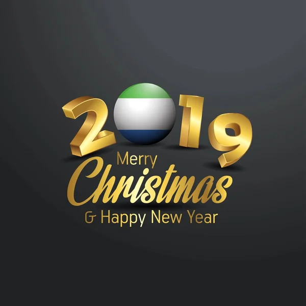 Serra Leoa Bandeira 2019 Tipografia Feliz Natal Ano Novo Abstrato — Vetor de Stock