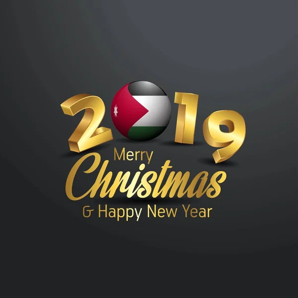 Jordan Flagga 2019 God Jul Typografi Nyårsfirande Abstrakt Bakgrund — Stock vektor