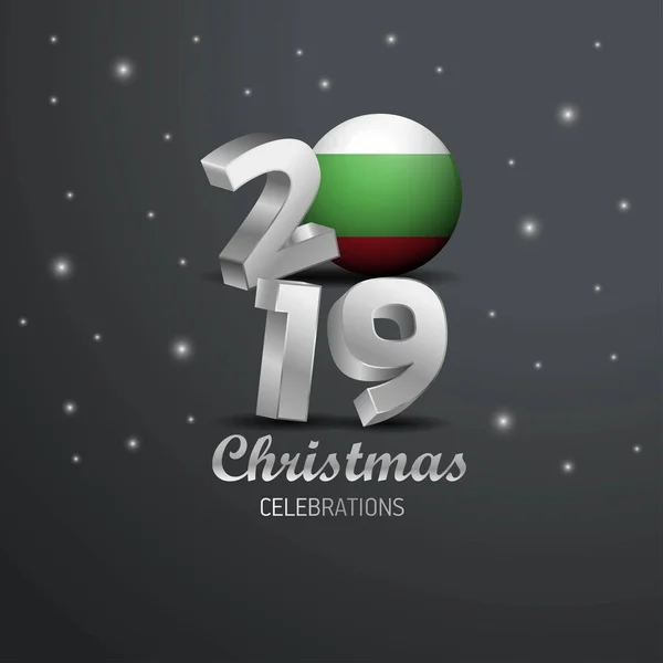 Bandeira Bulgária 2019 Tipografia Feliz Natal Ano Novo Abstrato Celebração — Vetor de Stock