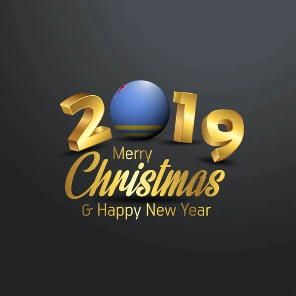阿鲁巴国旗2019年圣诞快乐版式 新年摘要庆祝背景 — 图库矢量图片