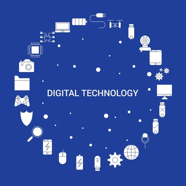 Digitales Technologie Icon Gesetzt Infografische Vektorvorlage — Stockvektor