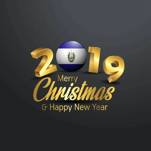 Salvador Bayrak 2019 Mutlu Noeller Tipografi Yeni Yıl Soyut Kutlama — Stok Vektör