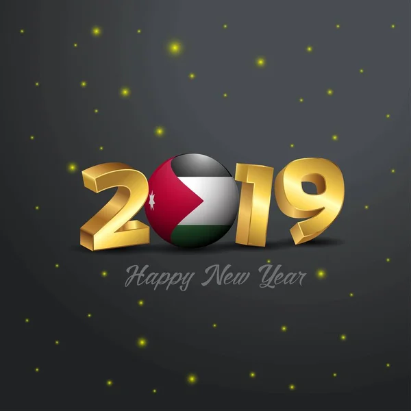 2019 Glad Nyåren Jordan Flagga Typografi Abstrakt Firande Bakgrund — Stock vektor