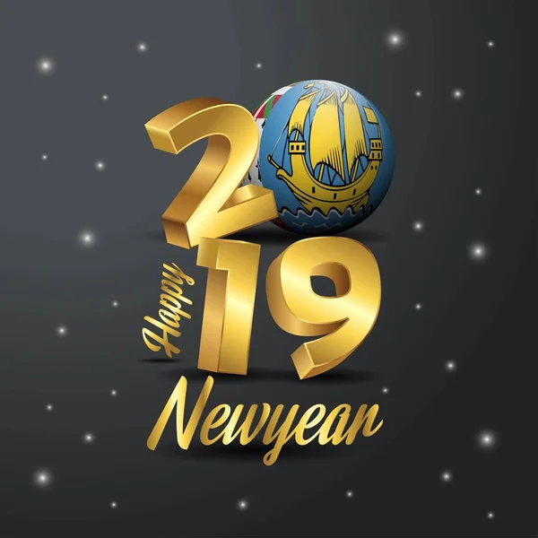 2019 Ευτυχισμένο Νέο Έτος Σαιν Πιέρ Και Μικελόν Σημαία Τυπογραφία — Διανυσματικό Αρχείο