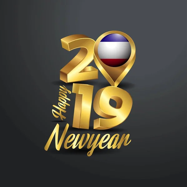 Gelukkig Nieuwjaar 2019 Golden Typografie Met Los Altos Vlag Locatie — Stockvector