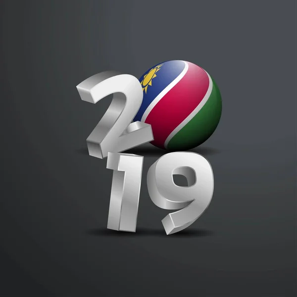 2019 Graue Typografie Mit Namibia Flagge Frohes Neues Jahr Schriftzug — Stockvektor