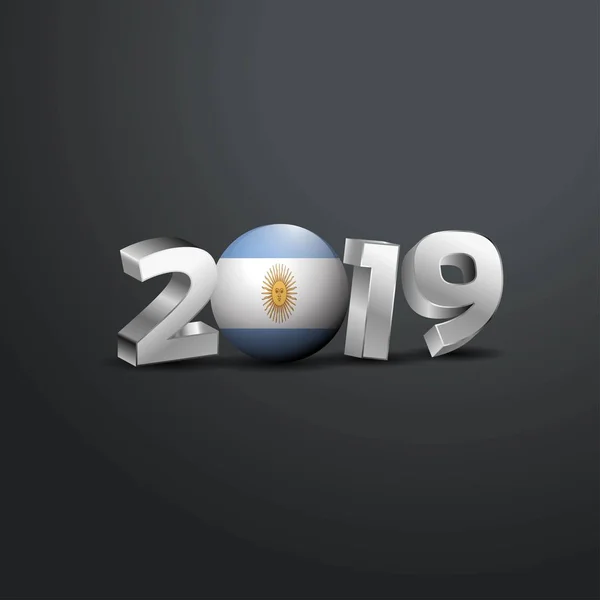 2019 Tipografía Gris Con Bandera Argentina Feliz Año Nuevo Letras — Vector de stock