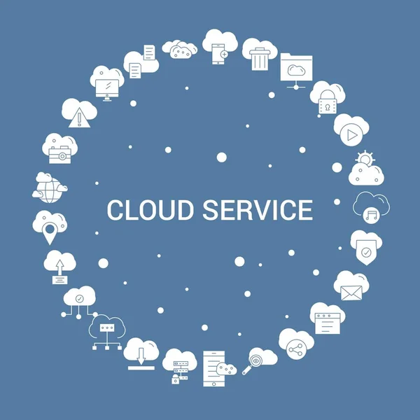 Set Icone Servizio Cloud Modello Vettoriale Infografico — Vettoriale Stock