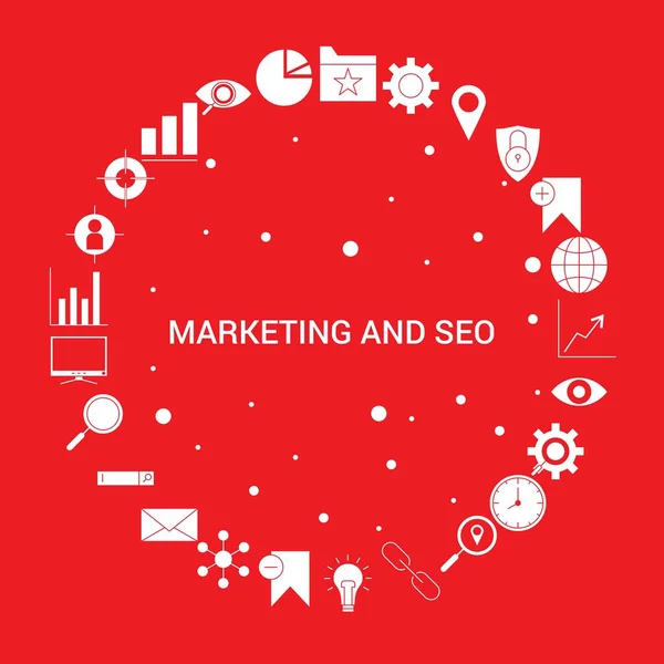 Marketing Seo Icône Set Modèle Vectoriel Infographique — Image vectorielle