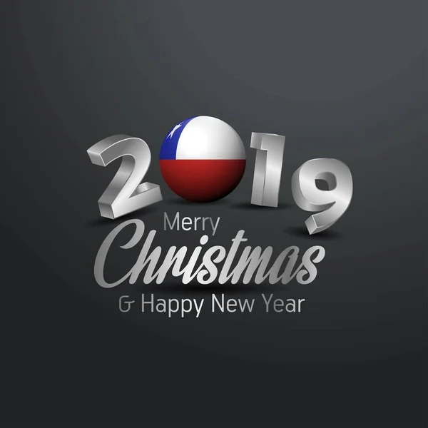 Chili Vlag 2019 Merry Christmas Typografie Nieuwe Jaarviering Abstracte Achtergrond — Stockvector