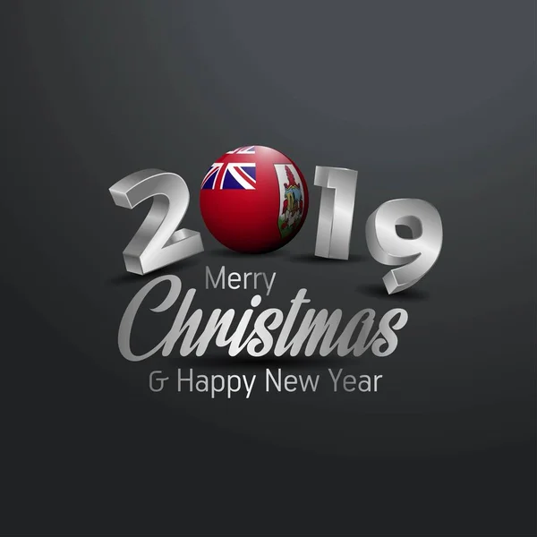 Bermudy Flaga 2019 Wesołych Świąt Typografii Obchody Nowego Roku Streszczenie — Wektor stockowy