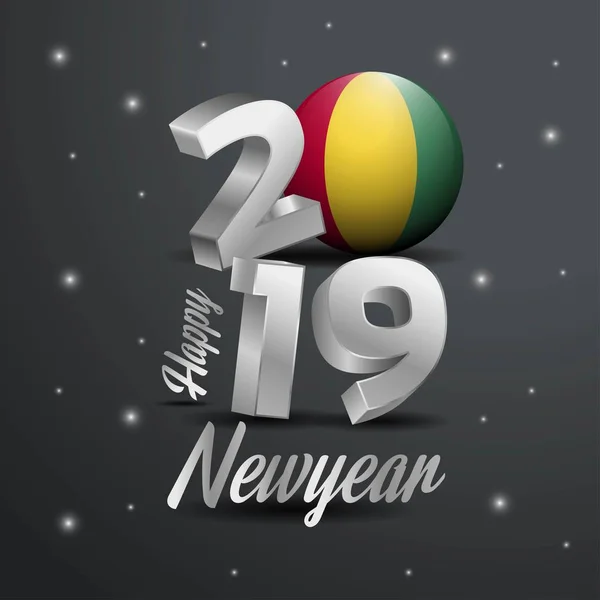 2019 Ευτυχισμένο Νέο Έτος Γουινέα Σημαία Τυπογραφία Αφηρημένα Φόντο Γιορτή — Διανυσματικό Αρχείο