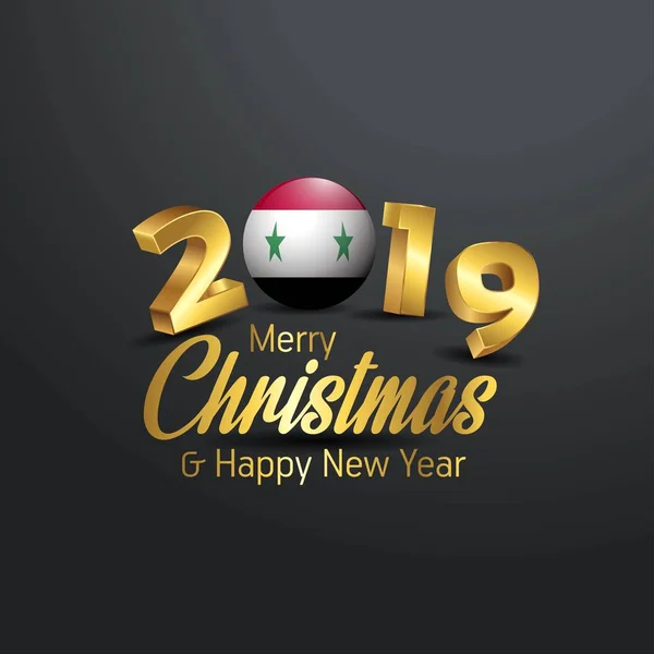 Συρία Σημαία 2019 Καλά Χριστούγεννα Τυπογραφία Βασιλόπιτας Αφηρημένα Φόντο — Διανυσματικό Αρχείο