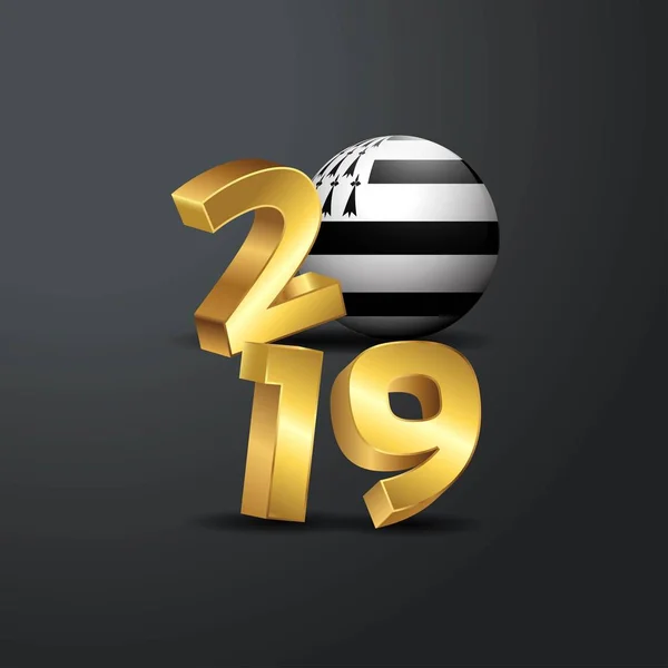 Typographie 2019 Avec Drapeau Breton Bonne Année Lettrage — Image vectorielle