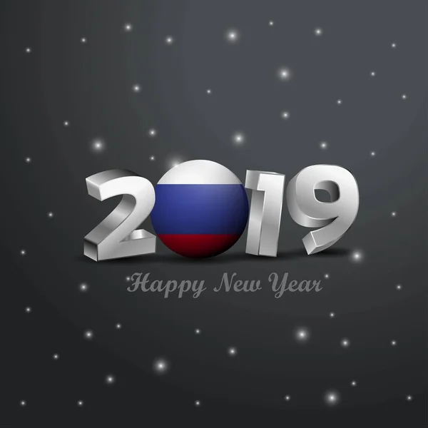 2019 Frohes Neues Jahr Russland Flagge Typografie Abstrakter Hintergrund Der — Stockvektor